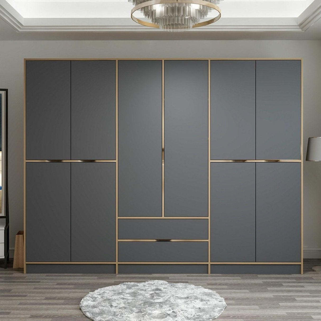 Dulap Haine Elina - 7200, Auriu, 277x52x208 cm