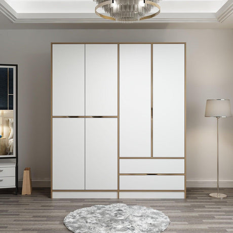 Dulap Haine Elina - 7926, Auriu, 185x52x208 cm