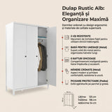 Dulap Haine MDF GRD-993-BB-3 Home Collection® Rustic, cu 3 usi si umarase, 6 rafturi, Alb, 125x196x54 cm