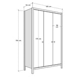 Dulap Haine MDF GRD-993-BB-3 Home Collection® Rustic, cu 3 usi si umarase, 6 rafturi, Alb, 125x196x54 cm