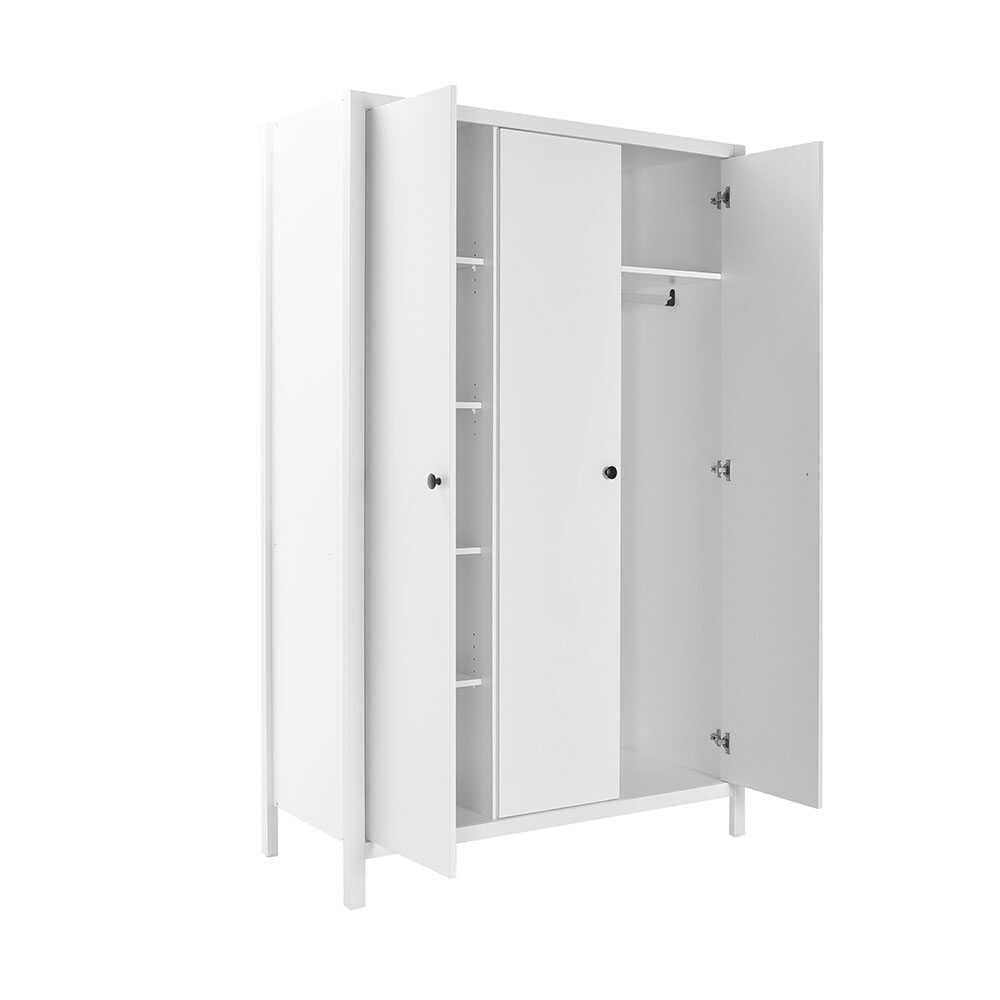 Dulap Haine MDF GRD-993-BB-3 Home Collection® Rustic, cu 3 usi si umarase, 6 rafturi, Alb, 125x196x54 cm