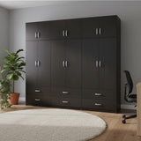 Dulap Athos cu 6 usi, sertare si loft, 240x42x240 cm - Nuc