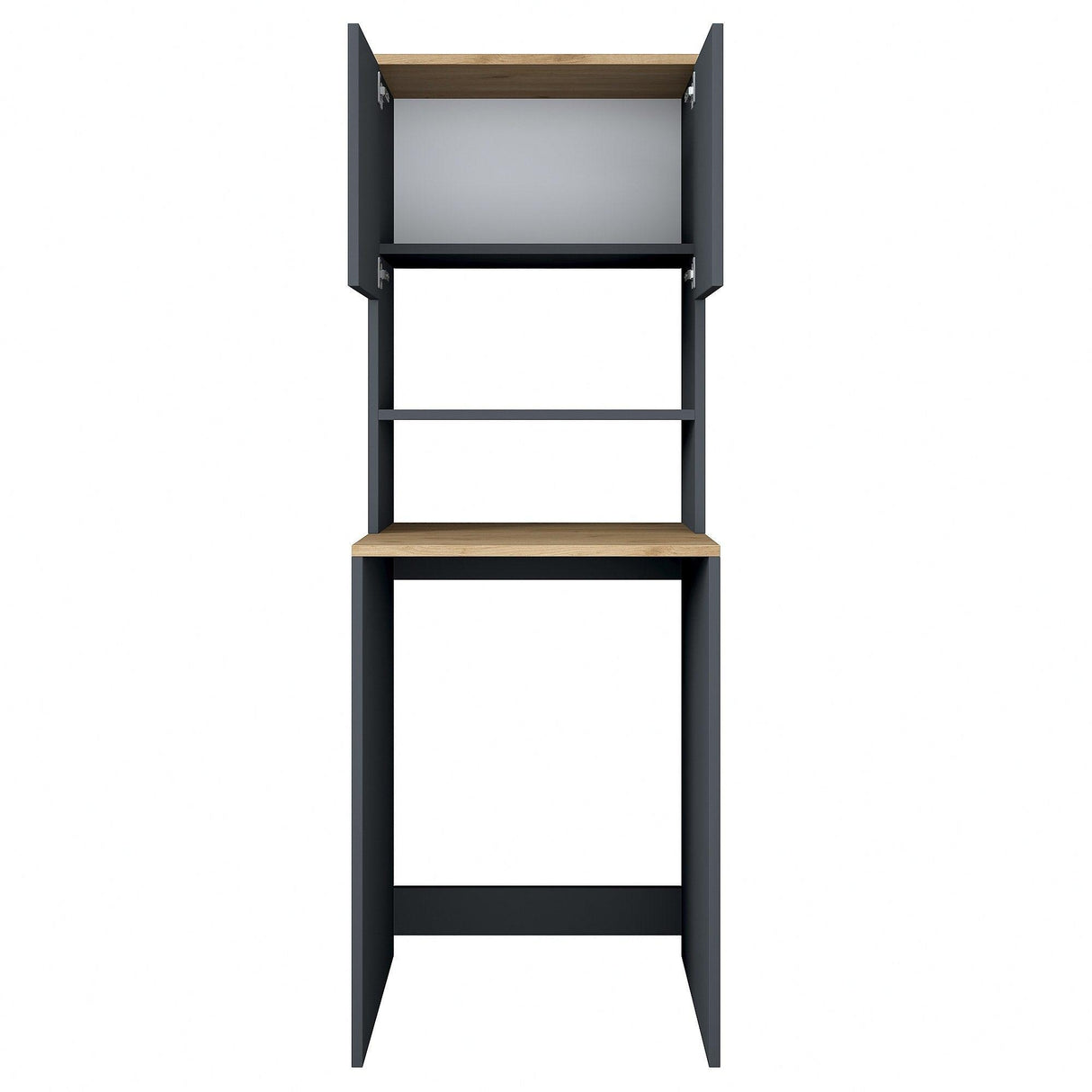 Dulap Masina De Spalat Kaser cu 2 Usi si 3 Rafturi, Antracit, 65x183x60 cm