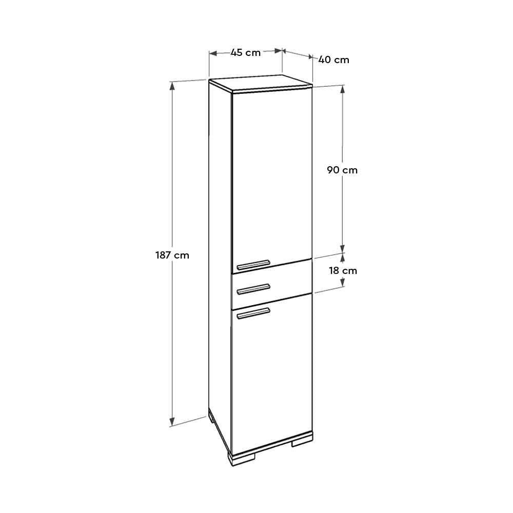 Dulap Multifunctional ADR-421-PP-1 Home Collection® Diamond, 2 usi, 1 sertar, Alb Lucios, 45x187x40 cm