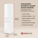 Dulap Multifunctional ADR-421-PP-1 Home Collection® Diamond, 2 usi, 1 sertar, Alb Lucios, 45x187x40 cm