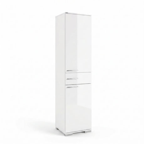 Dulap Multifunctional ADR-421-PP-1 Home Collection® Diamond, 2 usi, 1 sertar, Alb Lucios, 45x187x40 cm