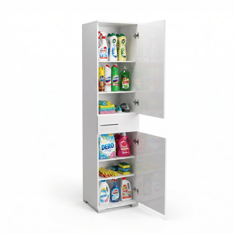 Dulap Multifunctional ADR-421-PP-1 Home Collection® Diamond, 2 usi, 1 sertar, Alb Lucios, 45x187x40 cm