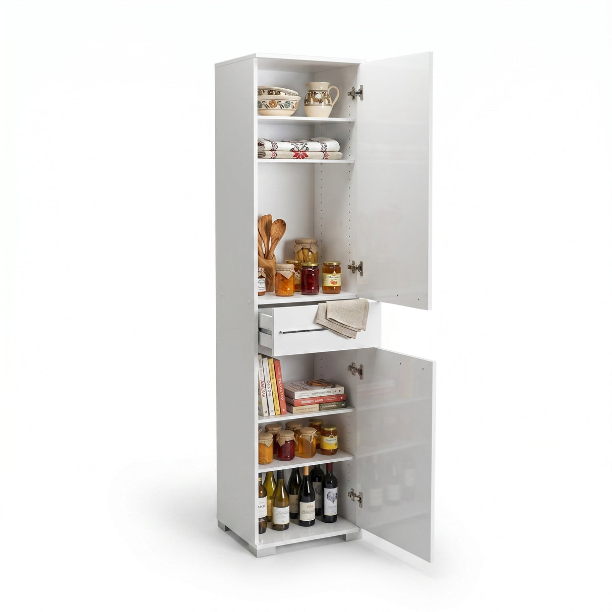 Dulap Multifunctional ADR-421-PP-1 Home Collection® Diamond, 2 usi, 1 sertar, Alb Lucios, 45x187x40 cm