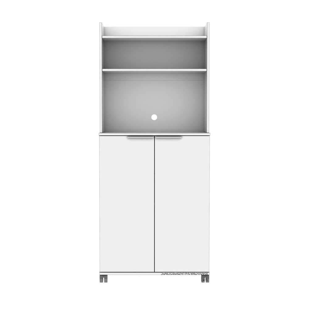 Dulap Multifunctional ADR-470-PP-1 Home Collection® Diamond, 2 usi, 6 rafturi, cu rotile, Alb Lucios, 73x172x36 cm