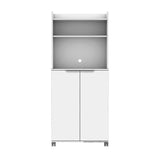 Dulap Multifunctional ADR-470-PP-1 Home Collection® Diamond, 2 usi, 6 rafturi, cu rotile, Alb Lucios, 73x172x36 cm