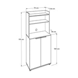 Dulap Multifunctional ADR-470-PP-1 Home Collection® Diamond, 2 usi, 6 rafturi, cu rotile, Alb Lucios, 73x172x36 cm