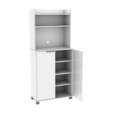 Dulap Multifunctional ADR-470-PP-1 Home Collection® Diamond, 2 usi, 6 rafturi, cu rotile, Alb Lucios, 73x172x36 cm