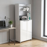 Dulap Multifunctional ADR-470-PP-1 Home Collection® Diamond, 2 usi, 6 rafturi, cu rotile, Alb Lucios, 73x172x36 cm