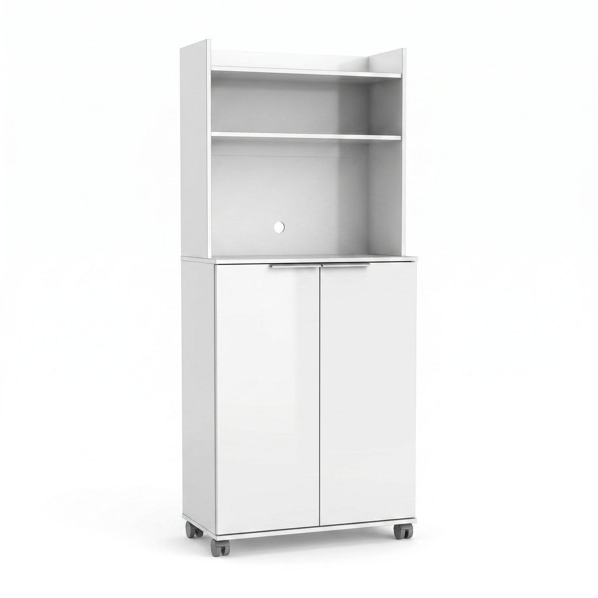 Dulap Multifunctional ADR-470-PP-1 Home Collection® Diamond, 2 usi, 6 rafturi, cu rotile, Alb Lucios, 73x172x36 cm