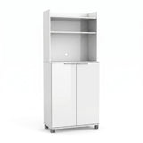 Dulap Multifunctional ADR-470-PP-1 Home Collection® Diamond, 2 usi, 6 rafturi, cu rotile, Alb Lucios, 73x172x36 cm