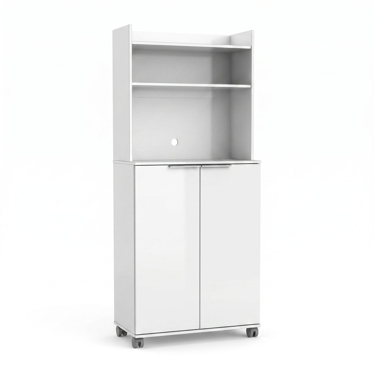 Dulap Multifunctional Adore Diamond, 2 usi, 6 rafturi, cu rotile, Alb Lucios, 73 x 172 x 36 cm | SKU: ADR-470-PP-1