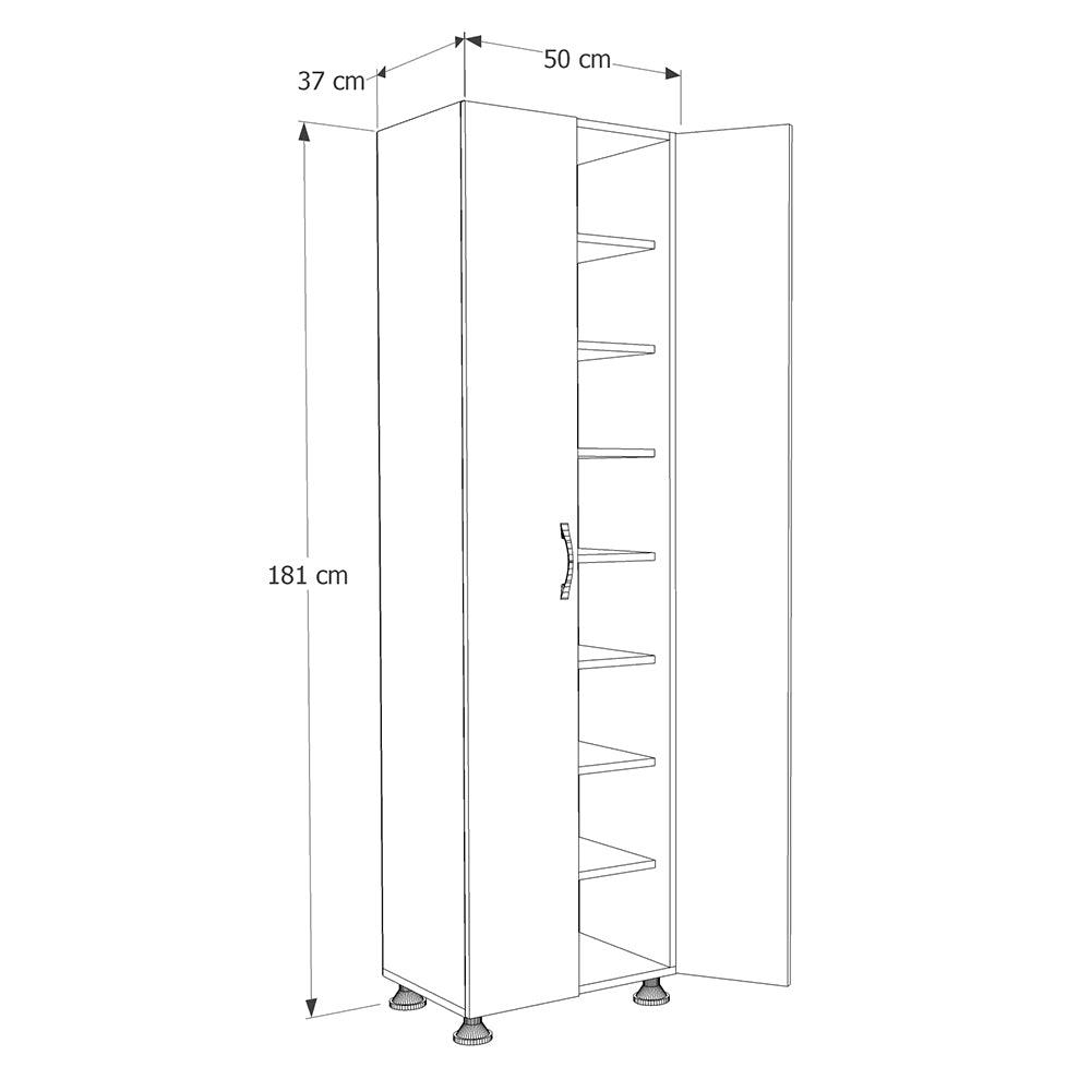 Dulap multifunctional A2622 Home Collection® Diamond, 8 rafturi, 2 Usi, Alb, 50x181x37 cm