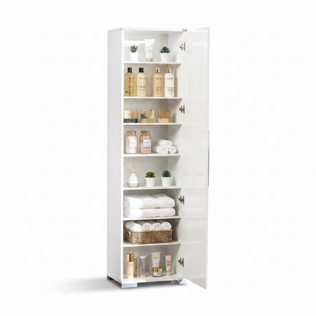 Dulap Multifunctional ADR-408-PP-1 Home Collection® Diamond, 8 rafturi, Usa reversibila, Alb, 50x187x35 cm