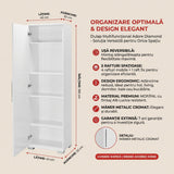 Dulap Multifunctional ADR-405-PP-1 Home Collection® Diamond, Usa reversibila, 5 rafturi, Alb, 45x169x32 cm