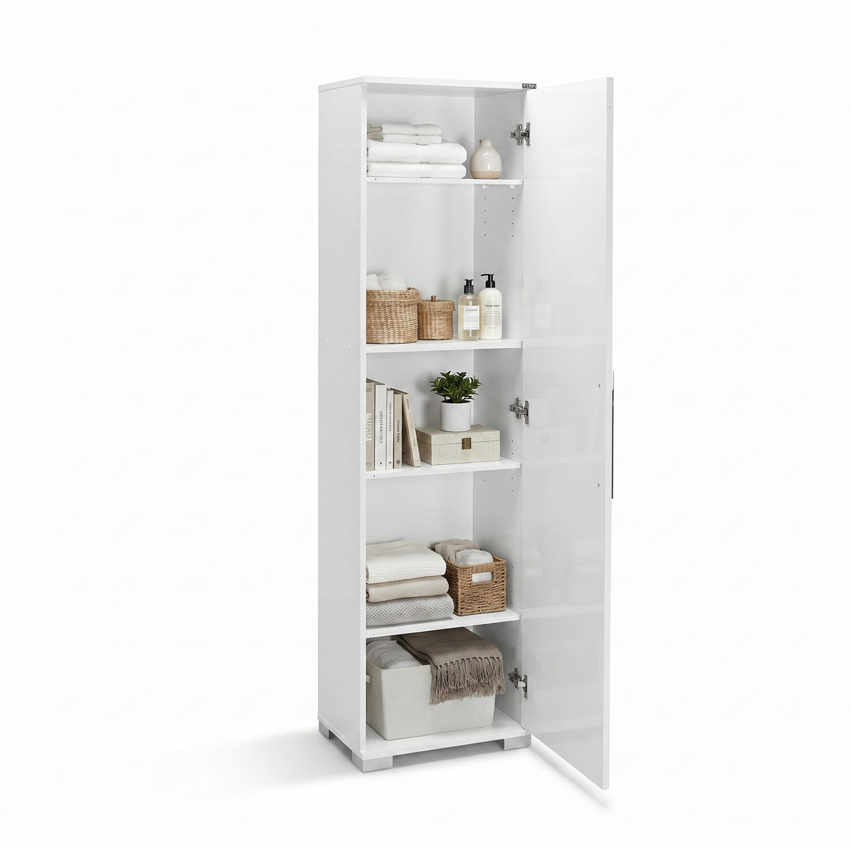 Dulap Multifunctional ADR-405-PP-1 Home Collection® Diamond, Usa reversibila, 5 rafturi, Alb, 45x169x32 cm