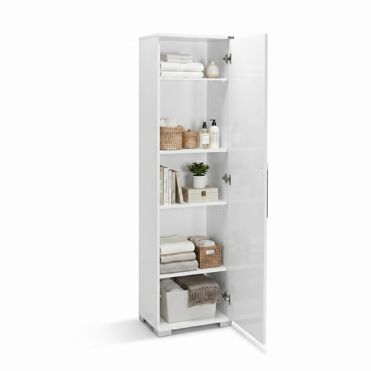 Dulap Multifunctional Adore Diamond, Usa reversibila, 5 rafturi, Alb, 45x169x32 cm, foto produs 6 | SKU: ADR-405-PP-1