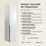 Dulap Multifunctional GRD-1710-DD-1 Home Collection® Oryana, 5 rafturi si umeras, usa reversibila, Alb - Nuc, 45x210x62 cm - Alb | SKU: GRD-1710-DD-1, GRD-1710-OO-1