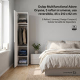 Dulap Multifunctional GRD-1710-DD-1 Home Collection® Oryana, 5 rafturi si umeras, usa reversibila, Alb - Nuc, 45x210x62 cm - Dulap Multifunctional GRD-1710-DD-1 home collection Oryana, 5 rafturi si umeras, usa reversibila, Alb - Nuc, 45x210x62 cm - GRD-1710-DD-1 | SKU: GRD-1710-DD-1