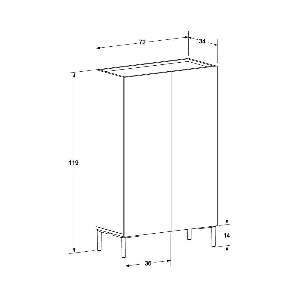 Dulap Multifunctional SHC-820-DD-1 Home Collection® Pool cu 2 usi si 6 rafturi, Alb, 72x119x34 cm