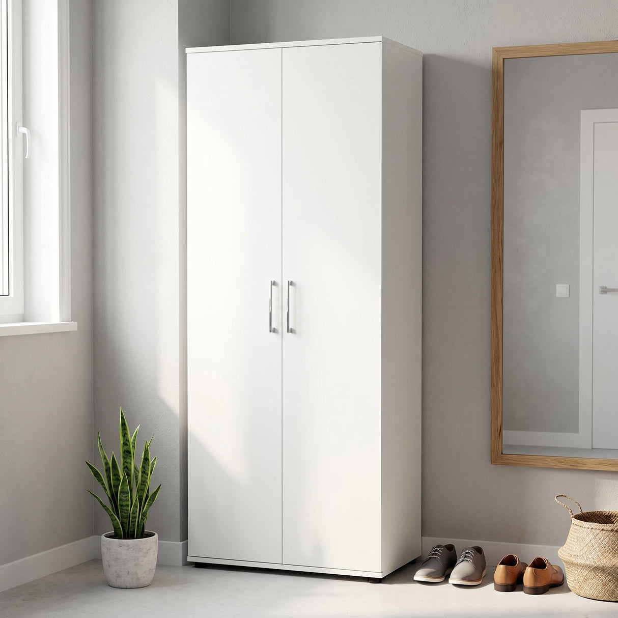 Dulap Multifunctional SHC-529-BB-2 Home Collection® Porto, 2 usi, 8 rafturi, Alb, 76x187x36 cm