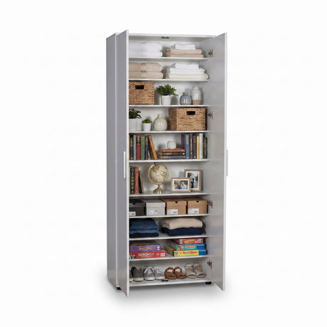 Dulap Multifunctional SHC-529-BB-2 Home Collection® Porto, 2 usi, 8 rafturi, Alb, 76x187x36 cm