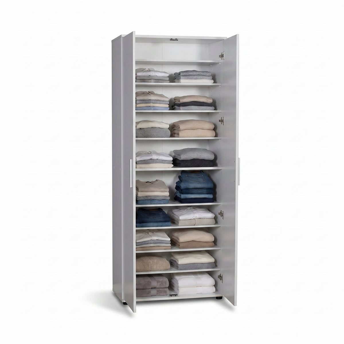 Dulap Multifunctional Adore Porto, 2 usi, 8 rafturi, Alb, 76x187x36 cm, foto produs 7 | SKU: SHC-529-BB-2