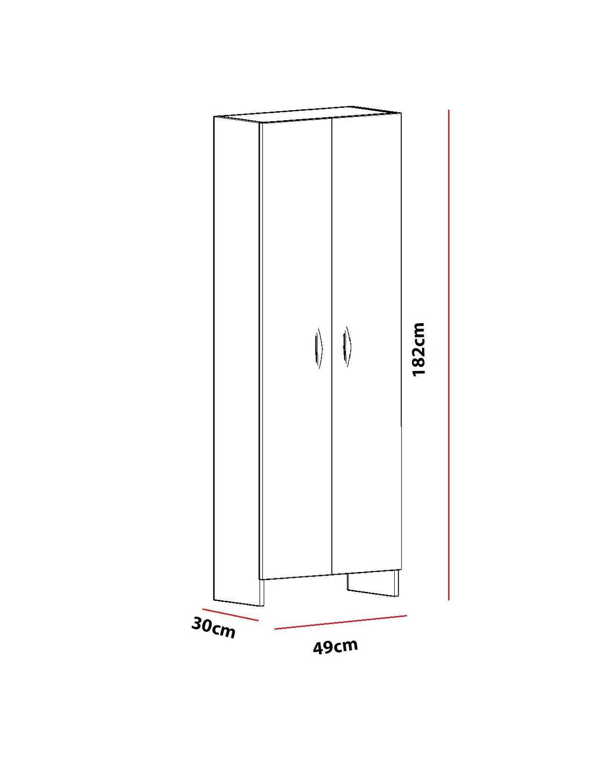 Dulap Multifunctional Daire cu 2 Usi, Alb, 49x182x30 cm