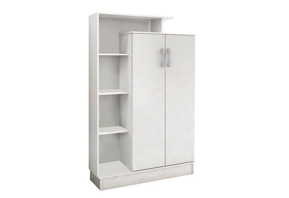 Dulap multifunctional Nilay cu 2 usi si rafturi, Alb, 90x140x30 cm