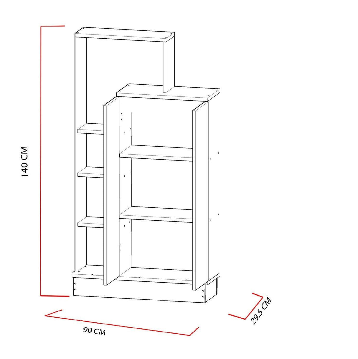 Dulap multifunctional Nilay cu 2 usi si rafturi, Alb, 90x140x30 cm