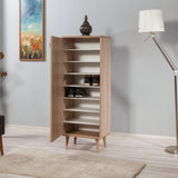 Dulap Multifunctional Pantofar Decor Mystic cu 8 rafturi, Nuc, 50x135x38 cm