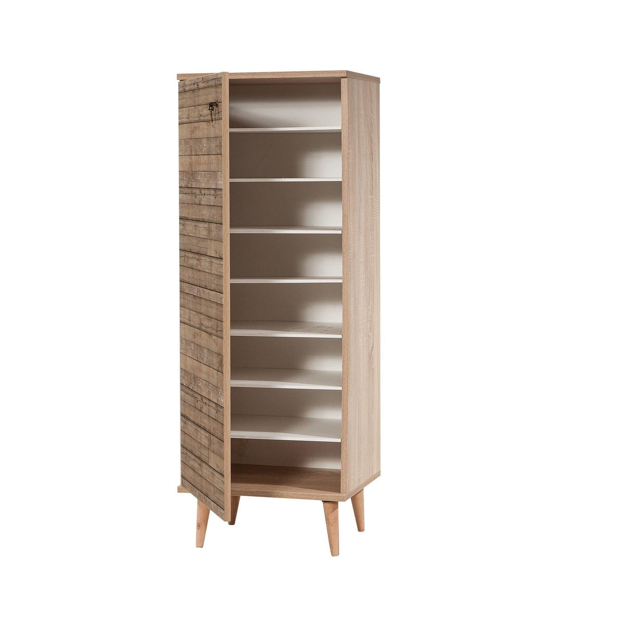 Dulap Multifunctional Pantofar Decor Mystic cu 8 rafturi, Nuc, 50x135x38 cm
