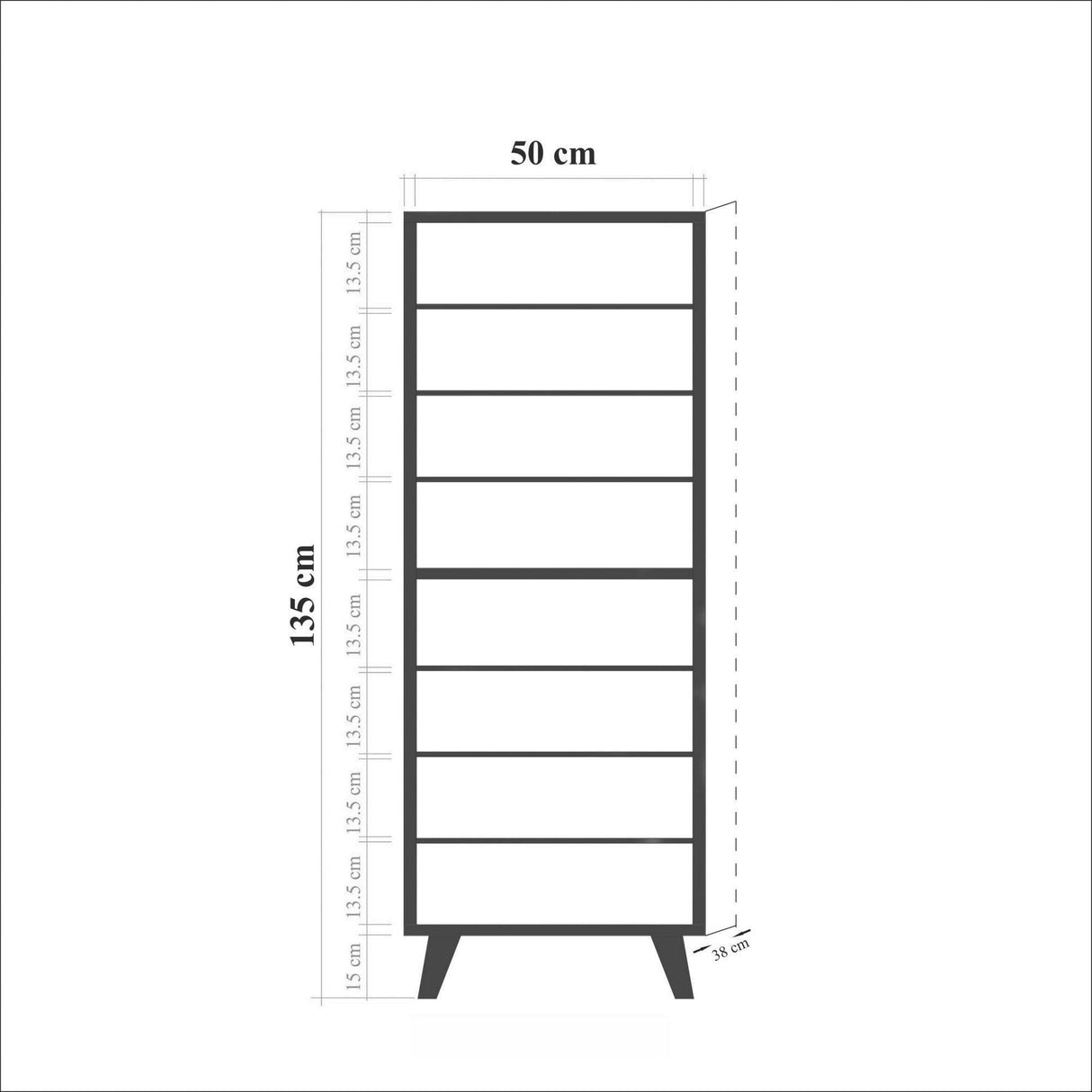 Dulap Multifunctional Pantofar Decor Mystic cu 8 rafturi, Nuc, 50x135x38 cm