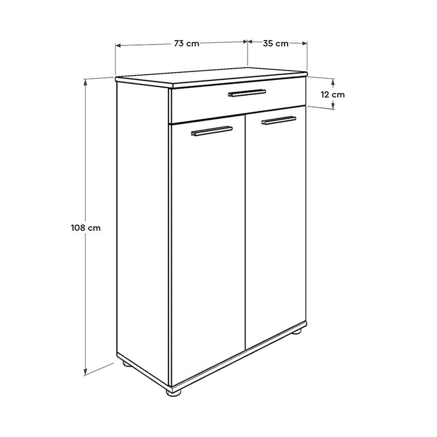Dulap Multifuncțional pentru Hol, Baie sau Bucătărie, 2 Uși, 1 Sertar, Alb - Natur, 73x108x35 cm - Dulap Multifuncțional pentru Hol, Baie sau Bucătărie, 2 Uși, 1 Sertar, Alb - Natur, 73x108x35 cm | SKU: ADR-521-TT-1