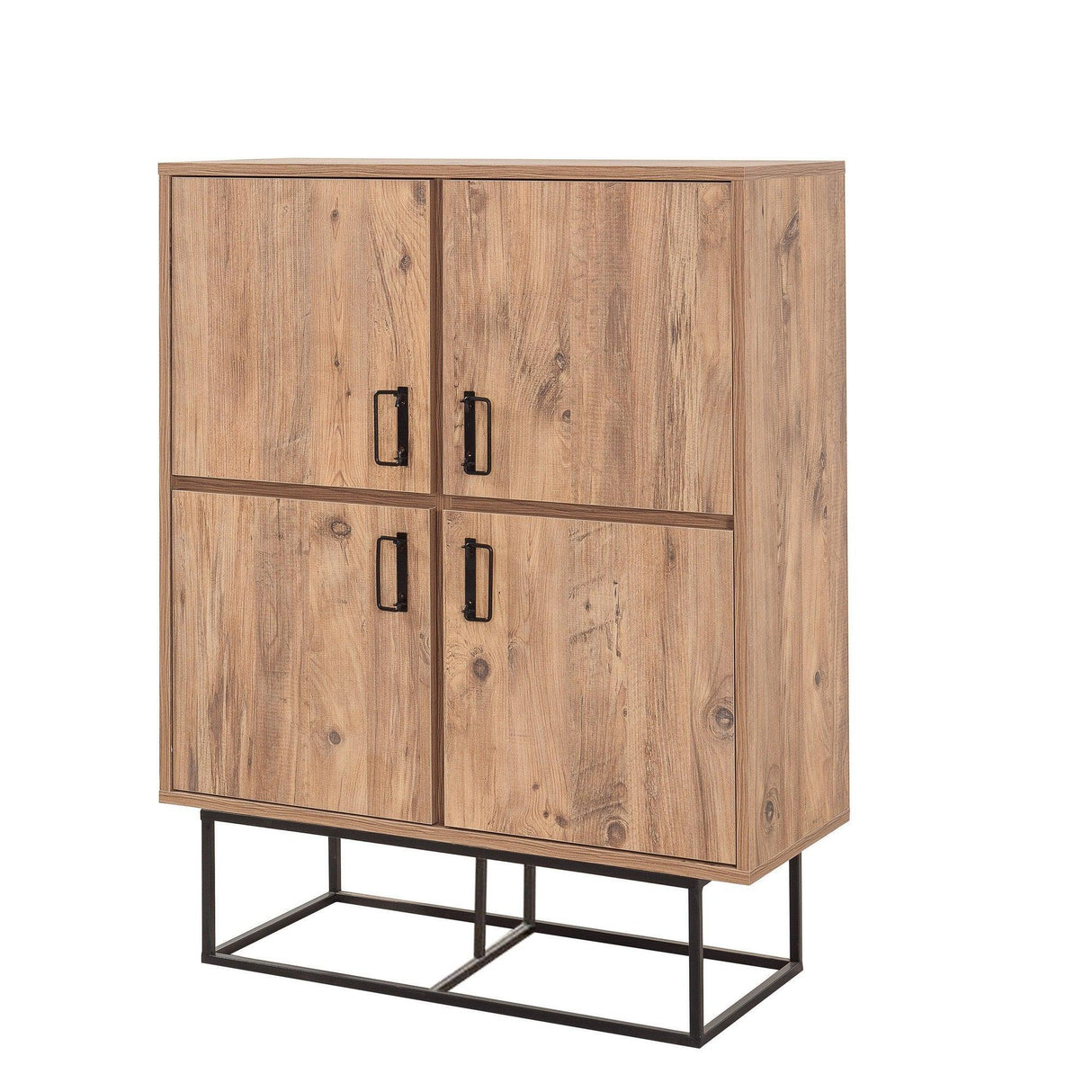 Dulap Multifunctional QuantumSolo cu 4 usi, Stejar, 93x115x36 cm