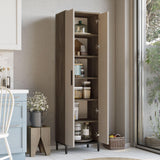 Dulap Multifunctional Rime cu 2 usi si 5 rafturi, Maro, 50x184x36 cm