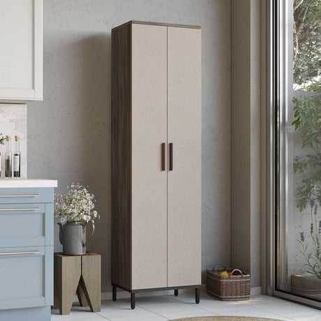 Dulap Multifunctional Rime cu 2 usi si 5 rafturi, Maro, 50x184x36 cm