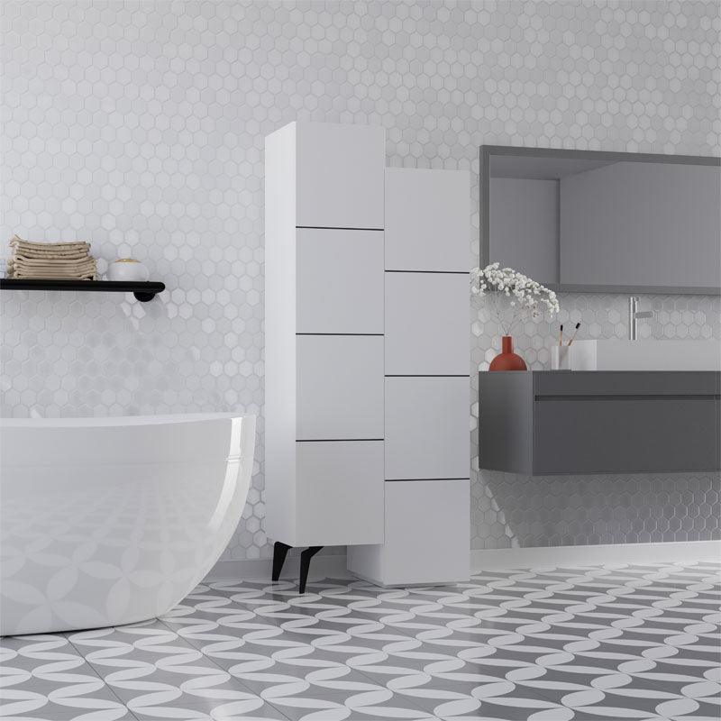Dulap multifunctional Romane cu 2 usi, Alb - Natural, 63x38x155 cm - Alb