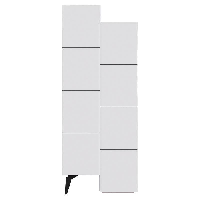 Dulap multifunctional Romane cu 2 usi, Alb - Natural, 63x38x155 cm - Alb