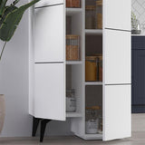 Dulap multifunctional Romane cu 2 usi, Alb - Natural, 63x38x155 cm - Alb