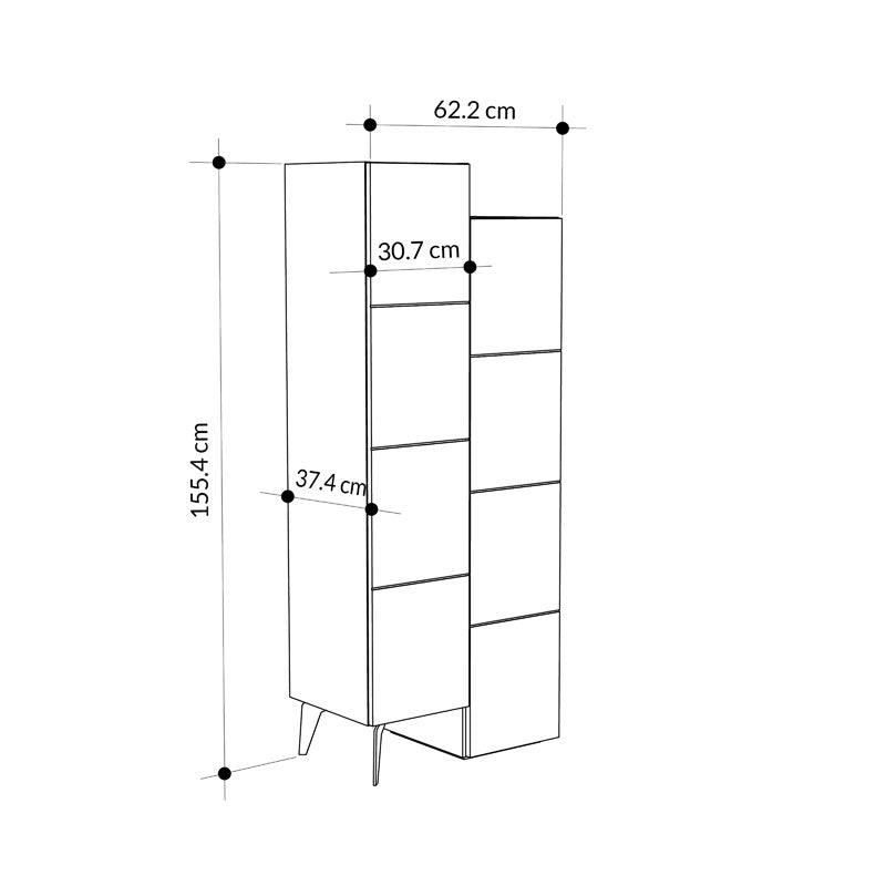 Dulap multifunctional Romane cu 2 usi, Alb - Natural, 63x38x155 cm - Alb