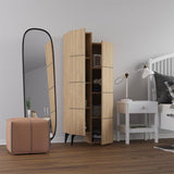 Dulap multifunctional Romane cu 2 usi, Alb - Natural, 63x38x155 cm - Natural