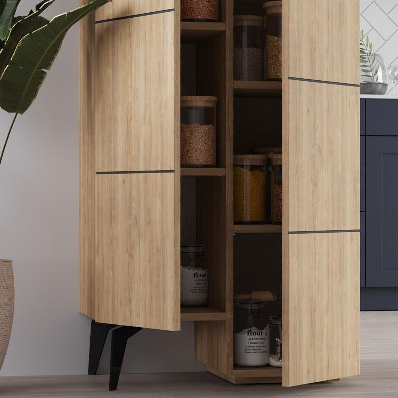 Dulap multifunctional Romane cu 2 usi, Alb - Natural, 63x38x155 cm - Natural