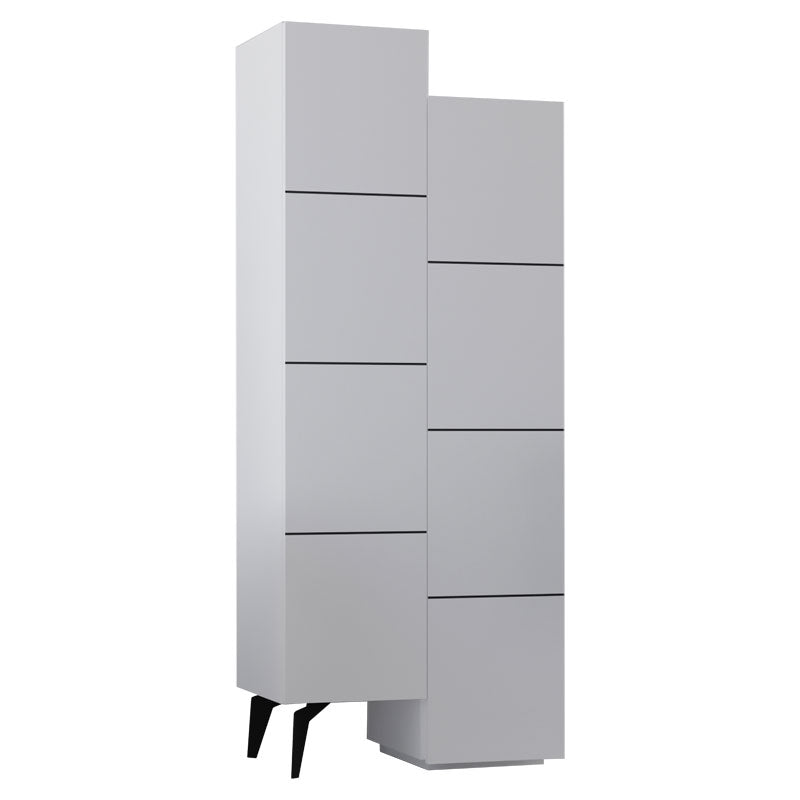 Dulap multifunctional Romane cu 2 usi, Alb - Natural, 63x38x155 cm - Alb 