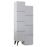 Dulap multifunctional Romane cu 2 usi, Alb - Natural, 63x38x155 cm - Alb 