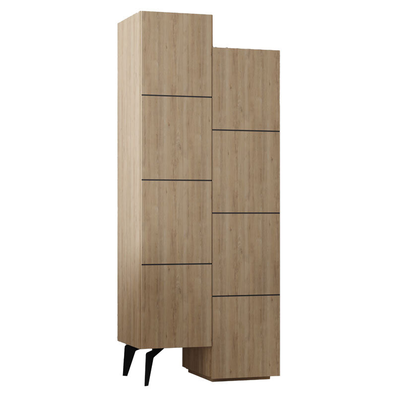 Dulap multifunctional Romane cu 2 usi, Alb - Natural, 63x38x155 cm - Natural